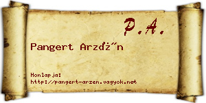 Pangert Arzén névjegykártya
